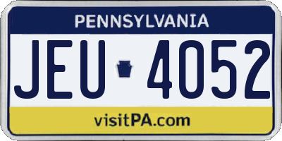 PA license plate JEU4052