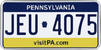 PA license plate JEU4075