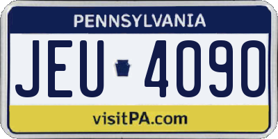 PA license plate JEU4090