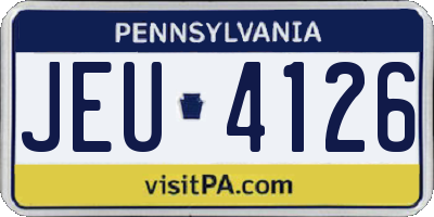 PA license plate JEU4126