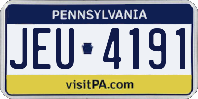 PA license plate JEU4191