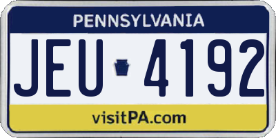 PA license plate JEU4192