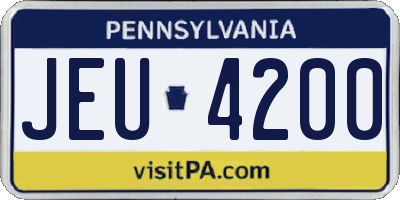 PA license plate JEU4200