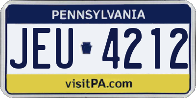 PA license plate JEU4212