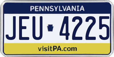 PA license plate JEU4225