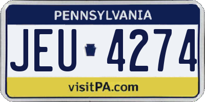 PA license plate JEU4274