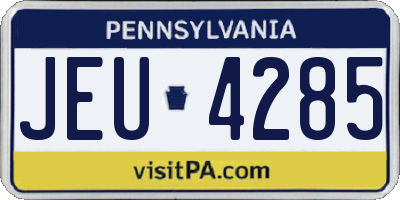 PA license plate JEU4285