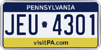 PA license plate JEU4301