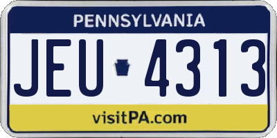 PA license plate JEU4313