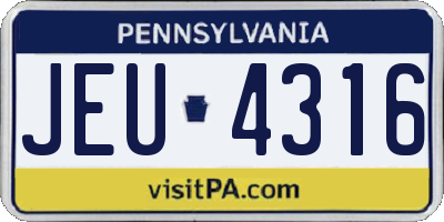 PA license plate JEU4316