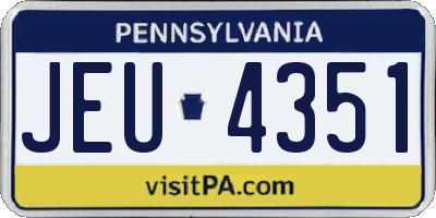 PA license plate JEU4351