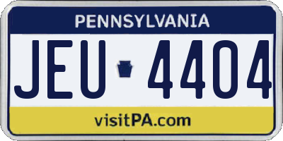 PA license plate JEU4404