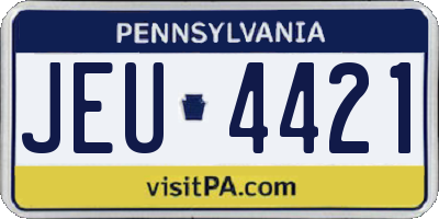 PA license plate JEU4421