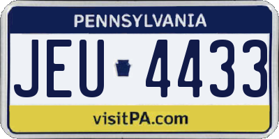 PA license plate JEU4433
