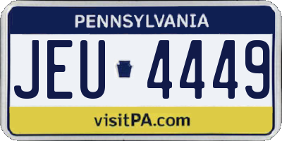 PA license plate JEU4449