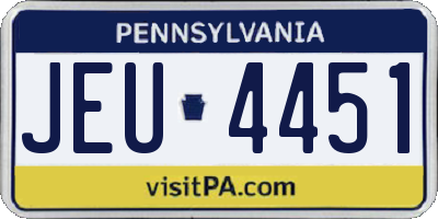 PA license plate JEU4451