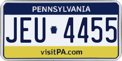 PA license plate JEU4455