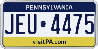PA license plate JEU4475