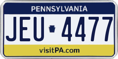 PA license plate JEU4477