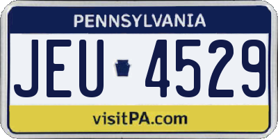 PA license plate JEU4529