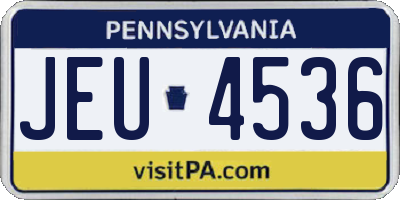 PA license plate JEU4536