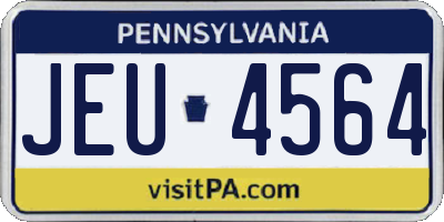 PA license plate JEU4564