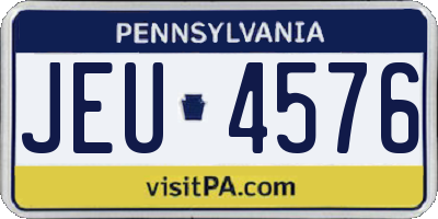 PA license plate JEU4576
