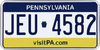 PA license plate JEU4582