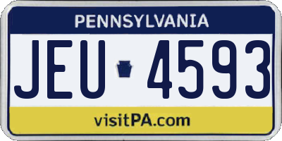 PA license plate JEU4593
