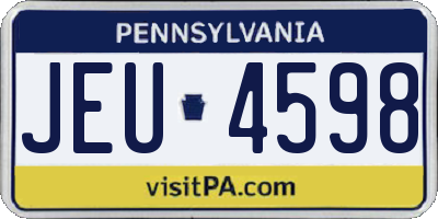 PA license plate JEU4598
