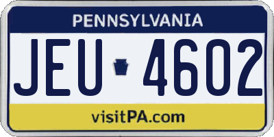 PA license plate JEU4602