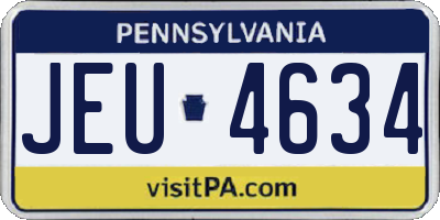 PA license plate JEU4634