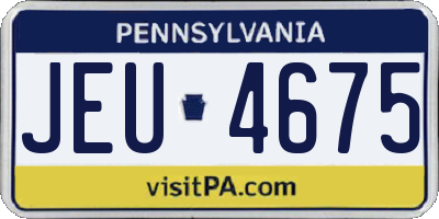 PA license plate JEU4675