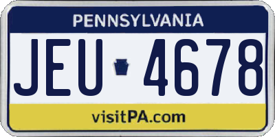 PA license plate JEU4678