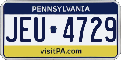 PA license plate JEU4729