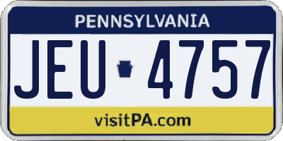 PA license plate JEU4757