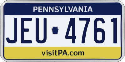 PA license plate JEU4761
