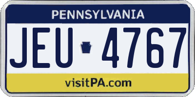 PA license plate JEU4767