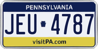 PA license plate JEU4787
