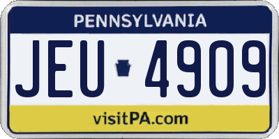 PA license plate JEU4909