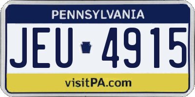 PA license plate JEU4915