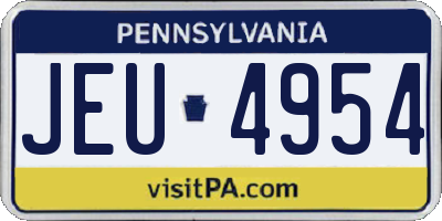 PA license plate JEU4954
