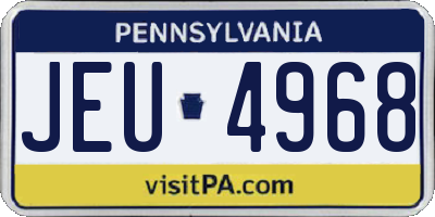 PA license plate JEU4968