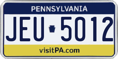 PA license plate JEU5012