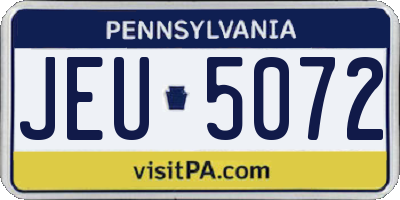 PA license plate JEU5072