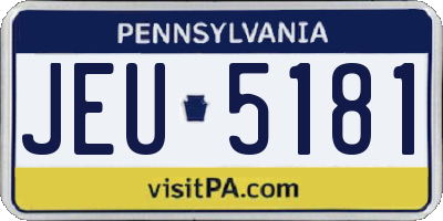 PA license plate JEU5181
