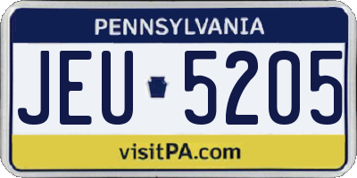 PA license plate JEU5205