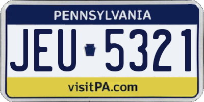 PA license plate JEU5321