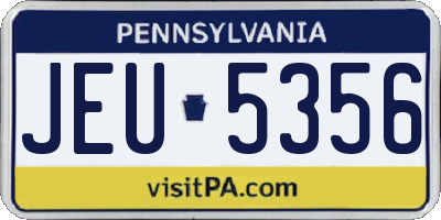 PA license plate JEU5356