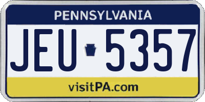 PA license plate JEU5357